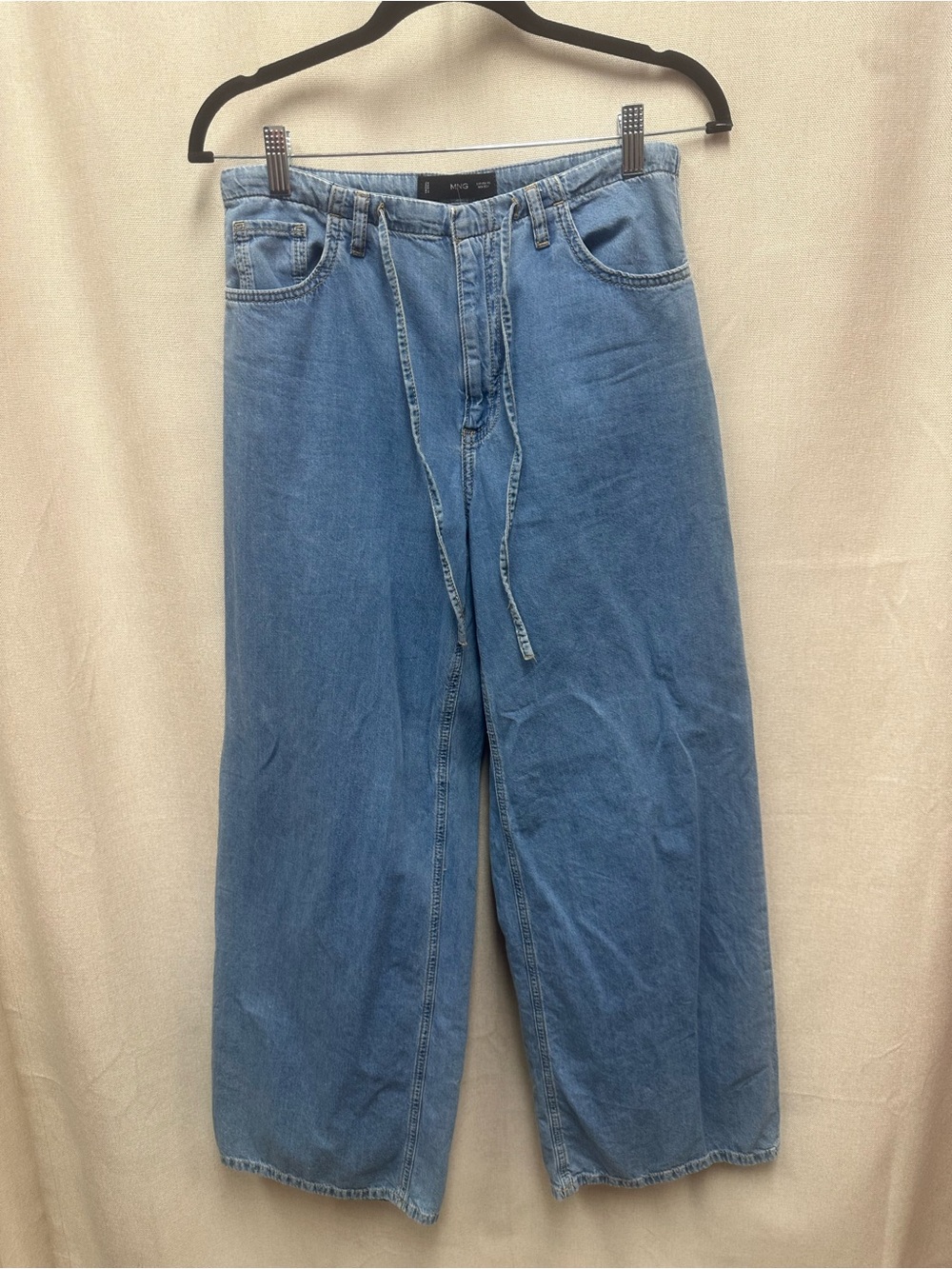 Mango MNG wide leg denim drawstring jeans